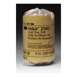 3M Stikit Gold Disc Roll, 01198, 5 in, P80A, 75 discs per roll, 12 rolls per case