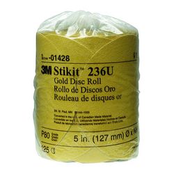 3M Stikit Gold Disc Roll, 01428, 5 in, P80A, 125 discs per roll, 10 rolls per case