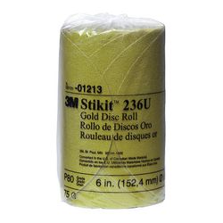 3M Stikit Gold Disc Roll, 01213, 6 in, P80A, 75 discs per roll, 12 rolls per case