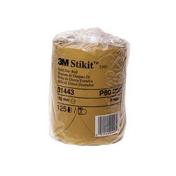3M Stikit Gold Disc Roll, 01443, 6 in, P80A, 125 discs per roll, 10 rolls per case