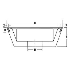 3M CBN Resin Wheel 143BI 11V9, 3.75 in x 1.5 in x 1.25 in X=0.125 in U=0.375 in, 150, 1 per case