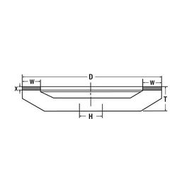 3M CBN Resin Wheel 164BK 12A2, 6 in x 1 in x 1.25 in X=0.125 in W=.25 in, 120, 1 per case