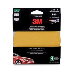 3M Sanding Disc, 03111, 5 in, 80, 4 discs per pack, 40 packs per case