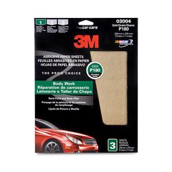 3M Sandpaper, 03004, 9 in x 11 in, 180, 3 sheets per pack, 40 packs per case