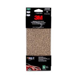 3M Sandpaper, 03038, 3-2/3 in x 9 in, 40, 5 sheets per pack, 40 packs per case