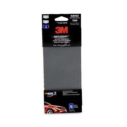 3M Wetordry Automotive Sandpaper, 03002, 1500, 3-2/3 in x 9 in, 5 sheets per pack, 40 packs per case