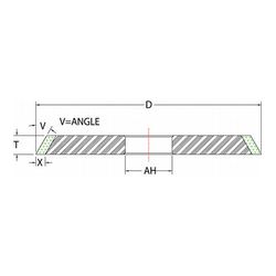 3M CBN Wheel 154PL 1V1, 5.00 in x 0.375 in x AH X=3/8 30°, B220, 1 per case