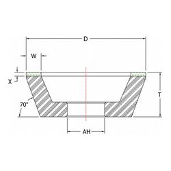3M CBN Wheel 154PL 11A2, 4.00 in x 1.25 in x AH X=1/4 W=3/8, B220, 1 per case