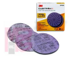 3M Cubitron II Hookit Clean Sanding Film Disc 775L 87435 5 in x NH 240+ to 400+ Multi Pack 15 discs per pack 20 packs per case