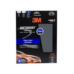 3M Wetordry Sandpaper, 32021, 9 in x 11 in, 1000, 5 sheets per pack, 20 packs per case