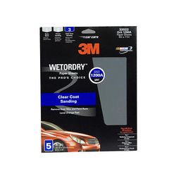 3M Wetordry Sandpaper, 32022, 9 in x 11 in, 1200, 5 sheets per pack, 20 packs per case