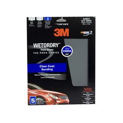 3M Wetordry Sandpaper, 32023, 9 in x 11 in, 1500, 5 sheets per pack, 20 packs per case