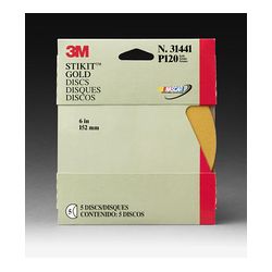 3M Sanding Disc, 31441, 6 in, P120C, 5 discs per pack, 20 packs per case