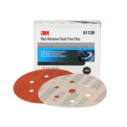 3M Red Abrasive Hookit Disc D/F, 01139, 6 in, P400, 50 discs per box, 6 boxes per case