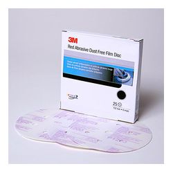 3M Red Abrasive Finishing Film Hookit Disc D/F, 01135, 6 in, P1000, 25 discs per box, 4 boxes per case