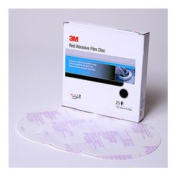 3M Red Abrasive Hookit Film Disc, 01185, 6 in, P1200, 25 discs per box, 4 boxes per case