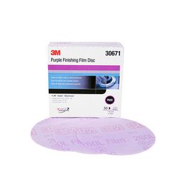 3M Purple Finishing Film Hookit Disc, 30671, 6 in, P600, 50 discs per box, 4 boxes per case