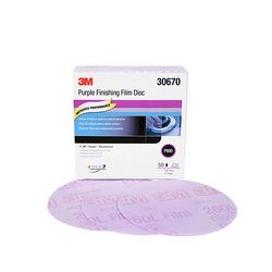 3M Purple Finishing Film Hookit Disc, 30670, 6 in, P800, 50 discs per box, 4 boxes per case