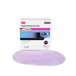 3M Purple Finishing Film Hookit Disc, 30669, 6 in, P1000, 50 discs per box, 4 boxes per case