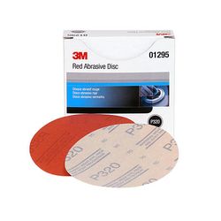 3M Red Abrasive Hookit Disc, 01295, 5 in, P320, 50 discs per box, 6 boxes per case