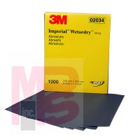 3M Wetordry(TM) Abrasive Sheet, 02034, 9 in x 11 in, 1000, 50 sheets per box, 5 boxes per case