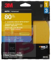 3M Sanding Disc 3115  6 in  80 grit  4 discs per pack  20 packs per case