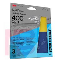 3M Super Flexible Sanding Sheets 31851  400 Grit  3 pack  20 packs per case