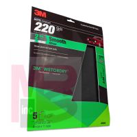 3M Wetordry Sandpaper 32043 220 Grit 9 x 11 inch 5/PK 20/Case V16
