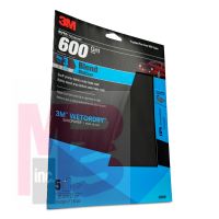 3M Wetordry Sandpaper 32036 9 in x 11 in 600 grit 5 sheets per pack 20 packs per case