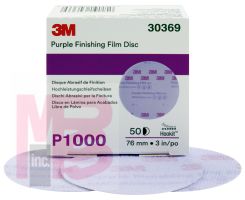 3M Hookit Purple Finishing Film Disc 30369 3 in P1000 50 discs per box 4 boxes per case