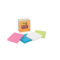 Post-it Super Sticky Notes 654-6SSAN, 3 in x 3 in Assorted Neon 65shts/pd, 6pds/cs