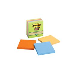 Post-it Super Sticky Recycled Notes 654-6SSNRP, 3 in x 3 in Assorted Nature's Hues 65 shts/pd 6 pds/pk