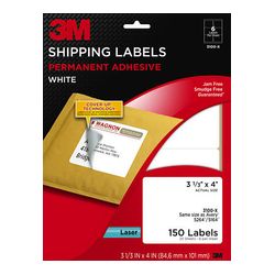 3M Shipping Labels 3100-X, 3 1/3 in x 4 in, 6/sheet, 25 sheets/pk
