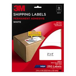 3M Shipping Labels 3200-S, 2 in x 4 in, 10/sheet, 25 sheet/pk