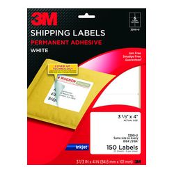 3M Shipping Labels 3200-U, 3 1/3 in x 4 in, 6/sheet, 25 sheets/pk