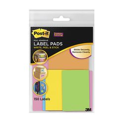 Post-it Label Pads 2900-M6, Multi-Pack, 8 in x 5.75 in Assorted Neon 150 labels/pk