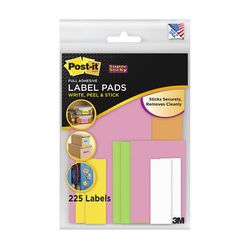 Post-it Label Pads 2900-M9, Multi-Pack, 5.75 in x 8 in Assorted Neon 225 labels/pk