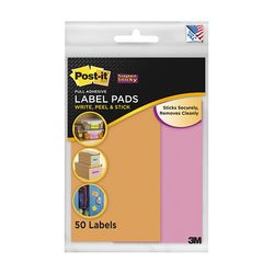 Post-it Label Pads 2900-OP, 2 7/8 in x 4 5/8 in (73 mm x 117mm) Orange, Pink 25 labels/pd 50 pds/pk