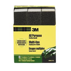 3M Sanding Sponge 909NA-3P-CC, 3 3/4 in x 2 5/8 in x 1 in (9,52 cm x 6,66 cm x 2,54 cm) Medium/Coarse, 3pk