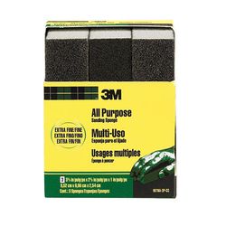 3M Sanding Sponge 907NA-3P-CC, 3 3/4 in x 2 5/8 in x 1 in (9,52 cm x 6,66 cm x 2,54 cm) Extra Fine/Fine, 3pk