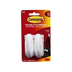 Command Strips and Designer Hooks 17081 Medium White