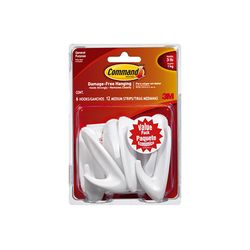 Command Designer Medium Hooks and Adhesive Strips 17081VP-6ES White