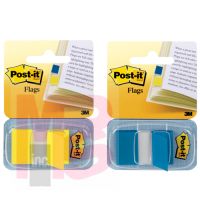 3M Post-it Flags 680-1-D 1 in x 1.7 in Blue  Canary Yellow 1-Pack