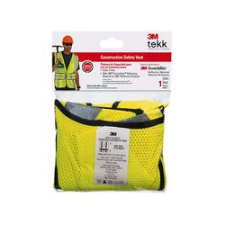 3M TEKK Protection Reflective Clothing 94617-80030T, Class 2 Construction Safety Vest, Hi-Viz Yellow 5 pt tear-away, 5/cs