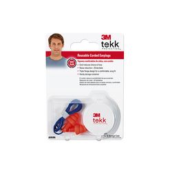 3M TEKK Protection Corded Reusable Earplugs 90586-00000T, 1 Pair with Case