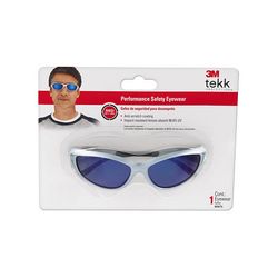 3M TEKK Protection Sports-inspired Safety Eyewear 90975-80025T, Dual-lens Design, Blue Mirror Lens