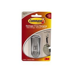 3M 17071BN Command Accent Hook Medium Brushed Nickel 1 Medium Hook 2 Medium Strips - Micro Parts & Supplies, Inc.