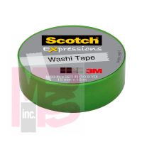 3M Scotch Expressions Washi Tape C314-GRN  .59 in x 393 in (15 mm x 10 m) Green