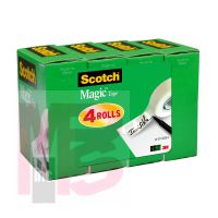 3M Scotch Magic Invisible Tape 810K4  3/4 in x 1000 in (19 mm x 25.4 m) 4 Pack