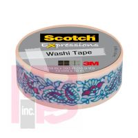3M Scotch Expressions Washi Tape C314-P40  .59 in x 393 in (15 mm x 10 m) Mint Flower